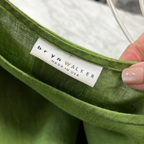 Bryn Walker Fran Round Neck 3/$ Bell Ruffle Sleeve Hi/Low Hemline Linen Shirt L - Picture 7 of 10